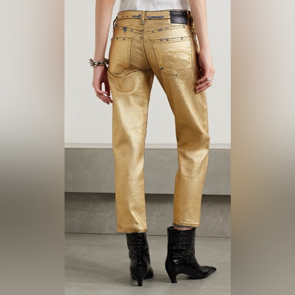 R13
Cropped metallic coated mid-rise straight-leg jeans. New without tags - Picture 3 of 15
